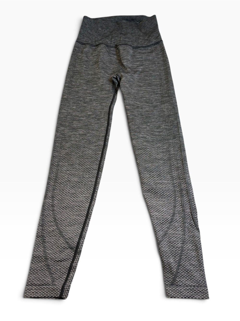Lululemon Seamless Engineered Knit High Rise Leggings Gray Black Sz 2